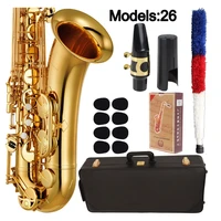 music fancier club tenor saxophone 26 gold lacquer case sax tenor mouthpiece ligature reeds neck musical instrument accessories
