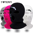 Модная Шапка-бини с вышивкой и 3 отверстиями, Балаклава, маска, головной убор для женщин и мужчин, зимняя шапка в маске для лыж и велоспорта с вышивкой для спорта на открытом воздухе