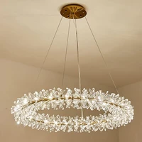 modern living room luxury crystal chandelier nordic hotel restaurant led branch chandelier gold personality design ring light