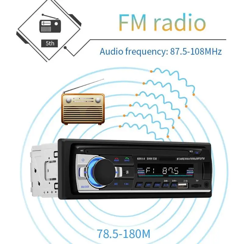 Автомагнитола 1Din12V стереомагнитола с Bluetooth mp3-плеер USB SD AUX вход автоаудио