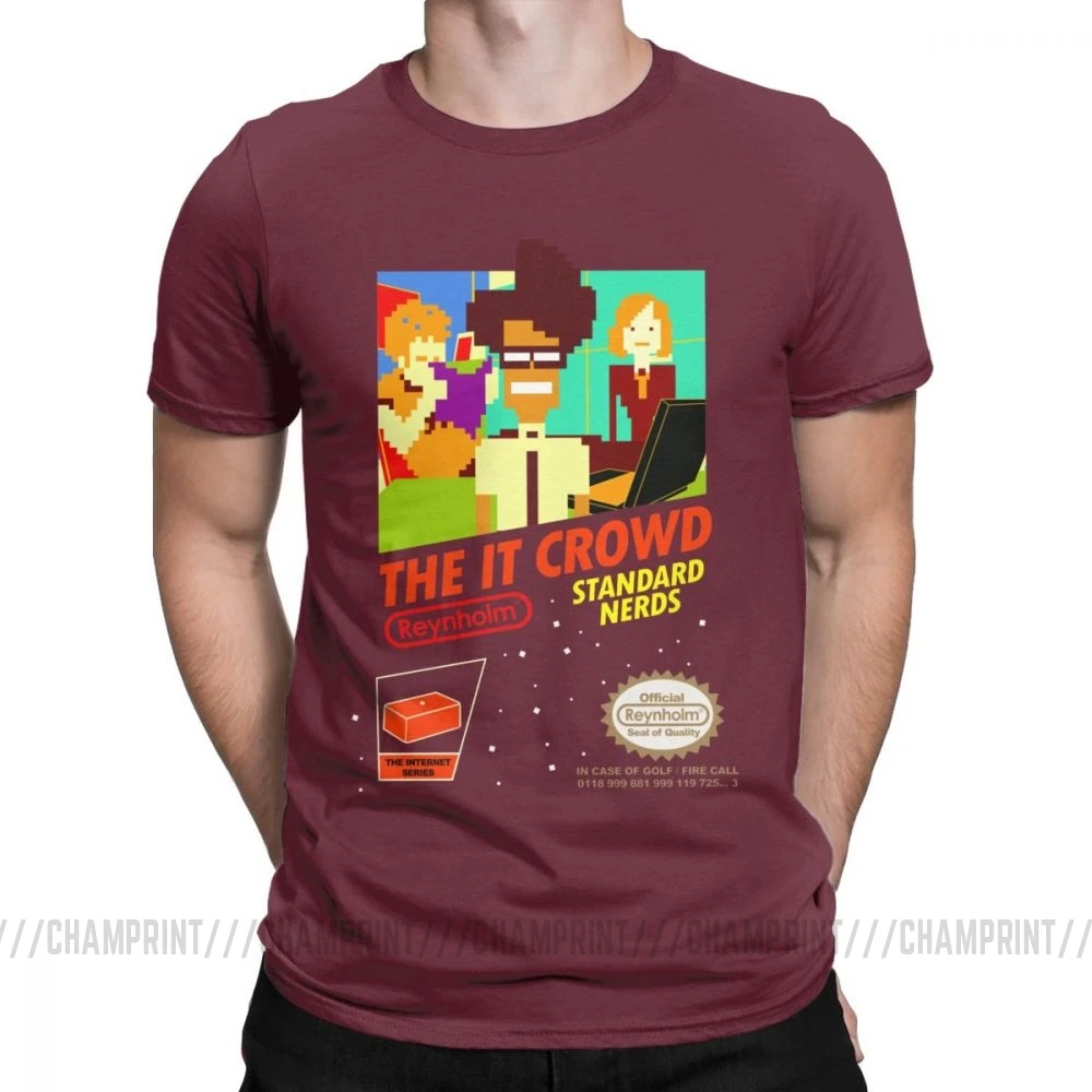 The It Crowd Nes 8 Bit футболки игровые зануды забавные гики компьютерные технологии ТВ шоу мужские футболки винтажные футболки подарок идея одежда - Цвет: Бургундия