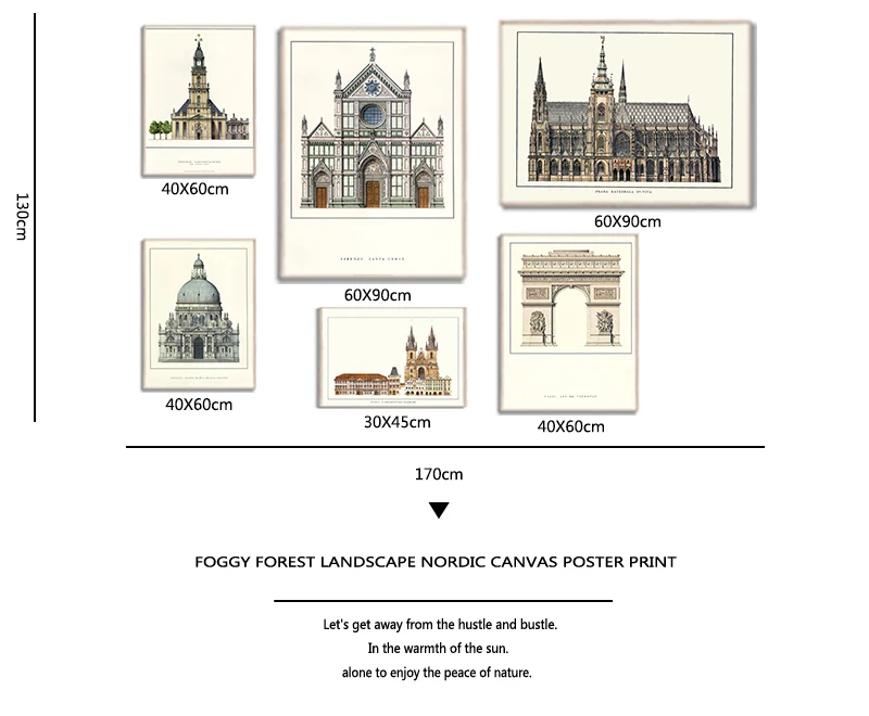 Триптих классический Европейский дворец известный пейзаж художественные принты