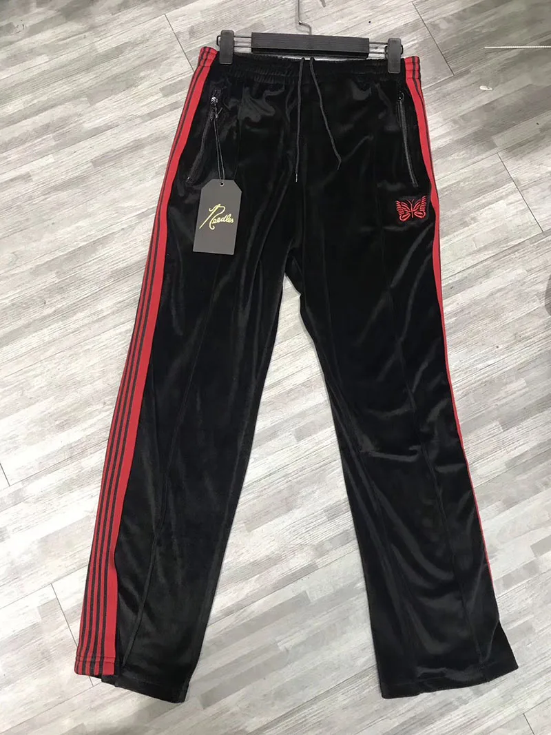 19FW AWGE иглы пот брюки для женщин и мужчин бабочка вышивка шнурок джоггеры Мода