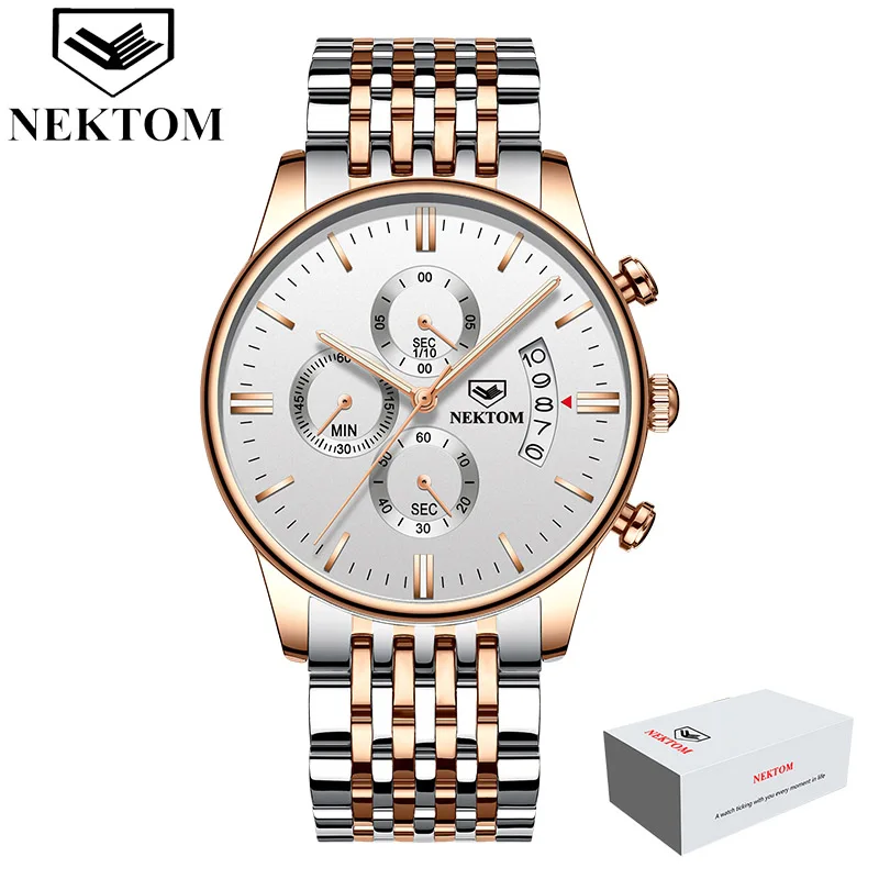 C2(with box) Дропшиппинг Relogio Masculino роскошные Брендовые Часы для мужчин бизнес хронограф часы мужские водонепроницаемые кварцевые наручные часы - Цвет: C2(with box)