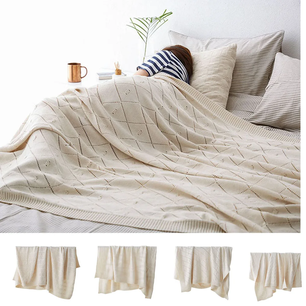 Хлопковое одеяло в скандинавском стиле шаль для сна офиса дивана вязаное с