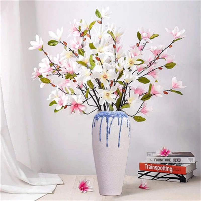 Искусственный цветок с одним стебелем шелковая ткань маленькая Магнолия