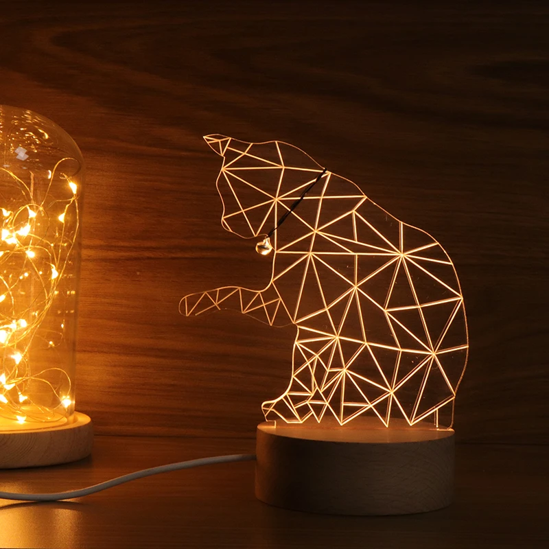 3D Светодиодная лампа Usb круглая кошка электрическая лампа кошка ночник на Amazon