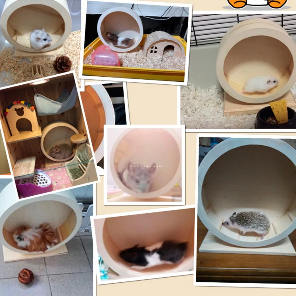 Pet Хомяк роликовые колеса из натурального дерева игрушки для игры Шиншилла морская свинка игрушка белка вращается Бег упражнения для маленьких домашних животных тележки