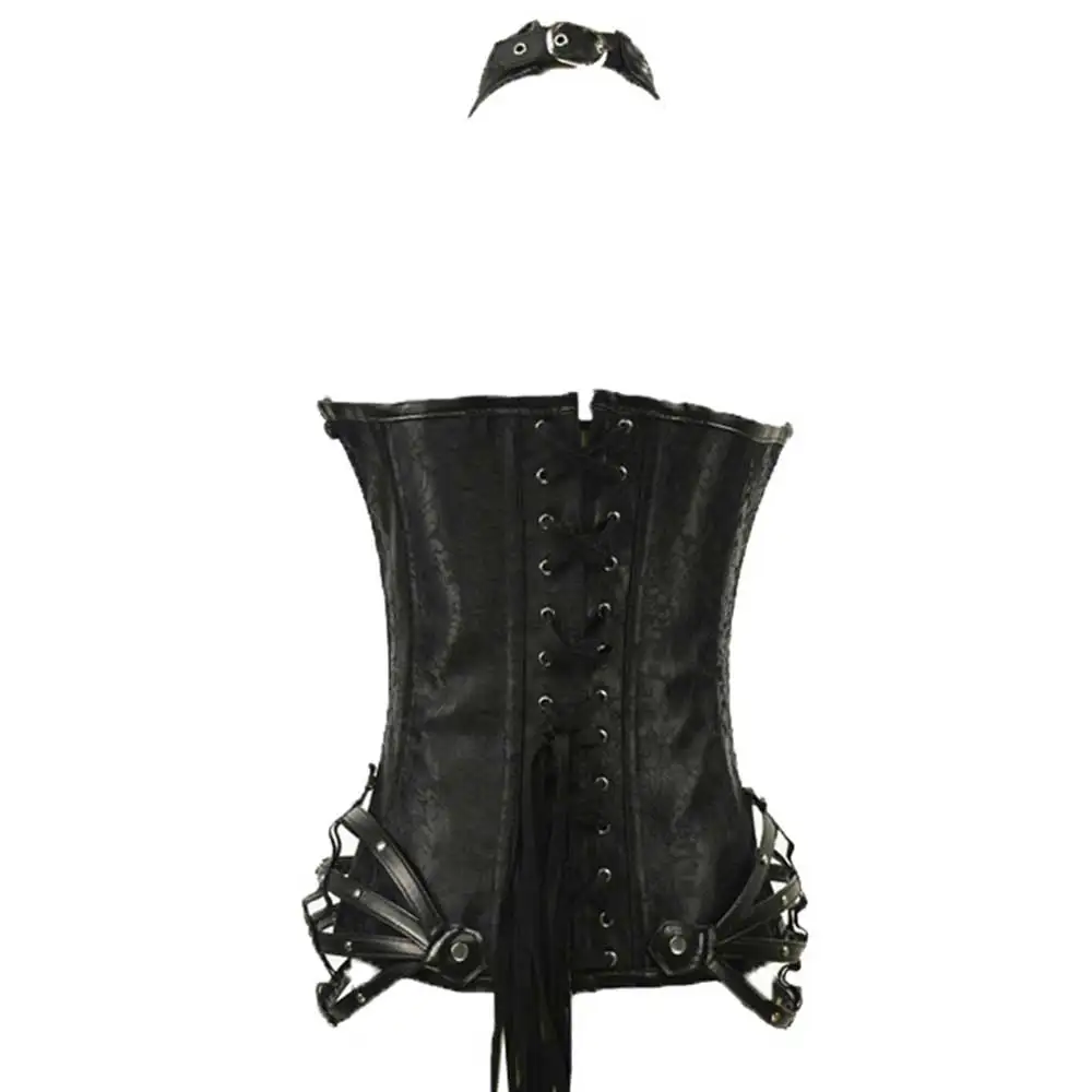 

Sladuo Women's Plus Size Steampunk Corset Steel Boned Halter Overbust Corsets and Bustiers Waist Trainer Gothic Corselet Corpete