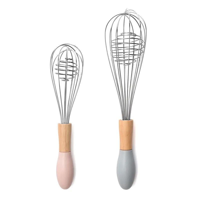 

1pc Stainless Steel Silicone Whisk with Wood Handle Egg Beaters Butter Blender Kitchen Tools for Whisking Dough Tools