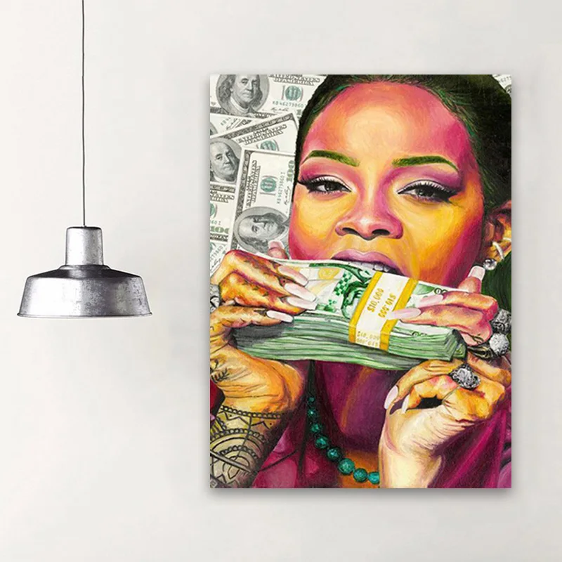 

HD Prints Home Decor American Dollar Canvas Painting Wall Art Modern Modular Money Beautiful Woman Pictures Living Room Poster