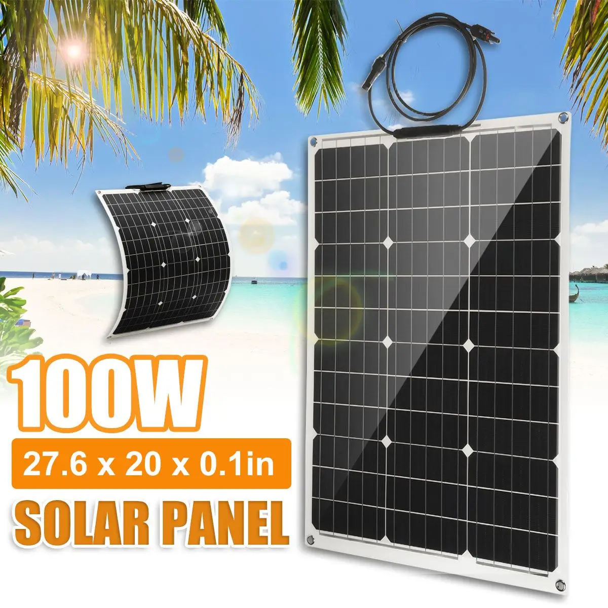 

NEW 12V 100W Flexible Monocrystalline Solar Panel Solar Battery Can Charge 12V Waterproof Solar Panel For Car/Boat/ Home