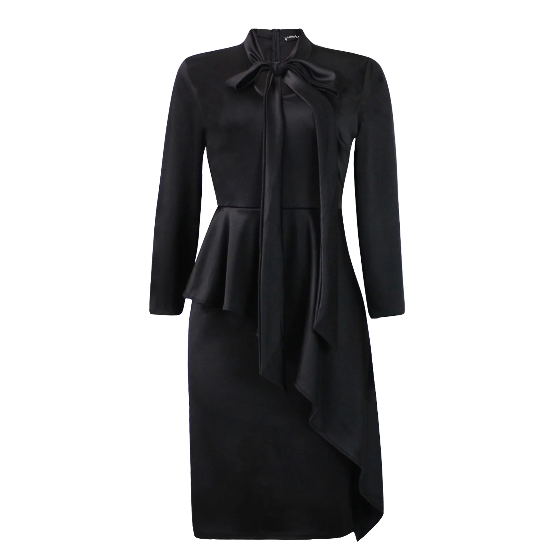 

Autumn and winter New Amazon Women's large dress popular bow Long Sleeve Dress
