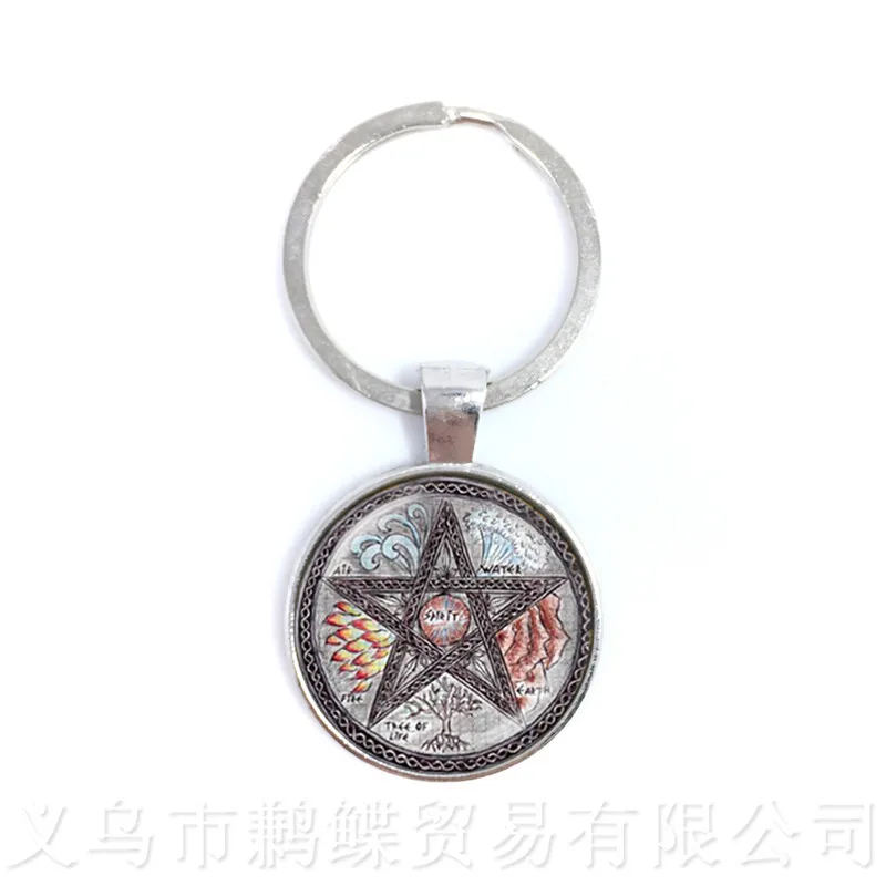 Pentacle Keychans узор Древа Жизни изображение бижутерия со стеклянными кабошонами