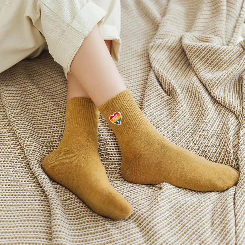 Радужные носки с вышивкой и надписью только у сердца забавные Цвет Серебряный