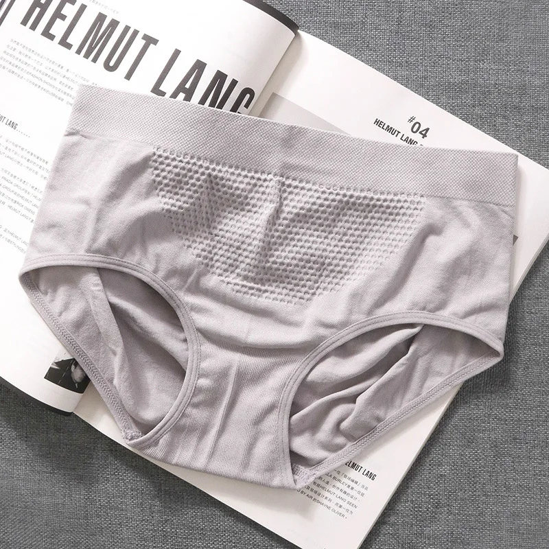 

2021 New Japanese Honeycomb Abdomen and Hip Underwear Women's Seamless Cotton Crotch Bag Hip Mid-waist Briefs Sexy Underwear