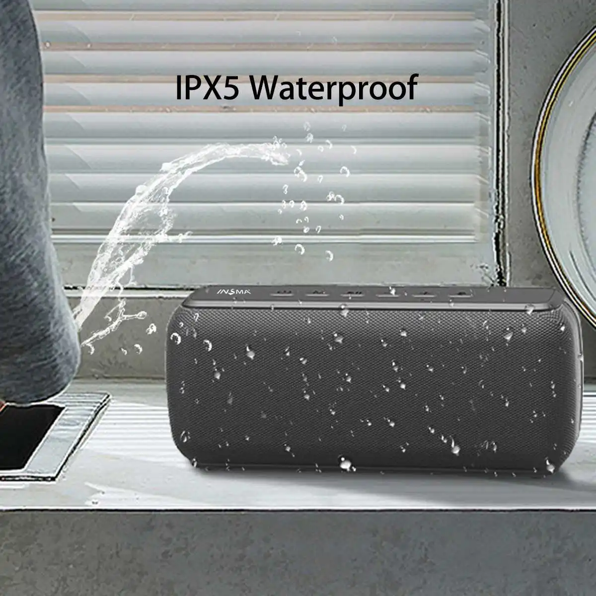 INSMA S600  60W Wireless Bluetooth Speaker IPX5 Waterproof TWS 15H Playing Time Voice Assistant Extra Bass Subwoofer Speaker