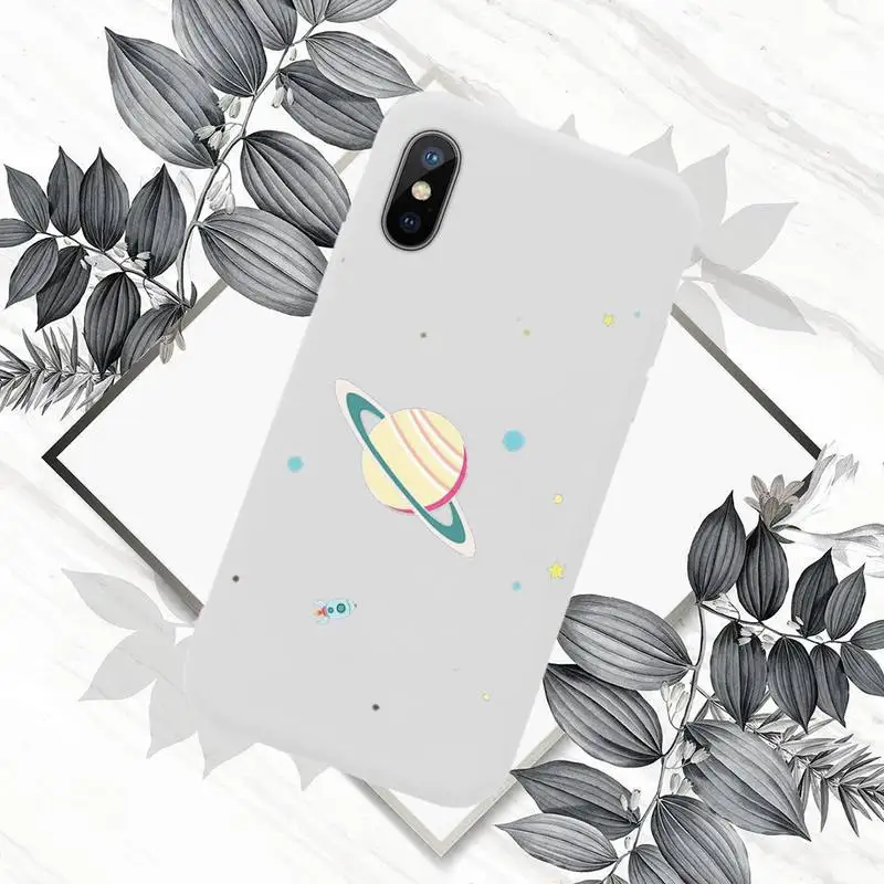 

Cute Cartoon Astronaut Planet Star Phone Case White Candy Color for iPhone 11 12 mini pro XS MAX 8 7 6 6S Plus X SE 2020 XR