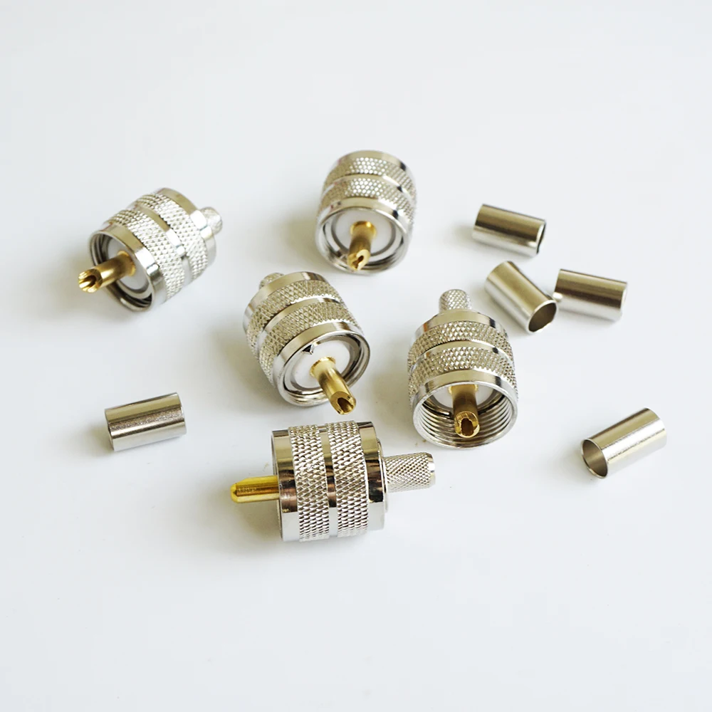 10X UHF штекер PL259 обжимной разъем для фотокабеля RG8X LMR240|plug connector|plug maleplug m |