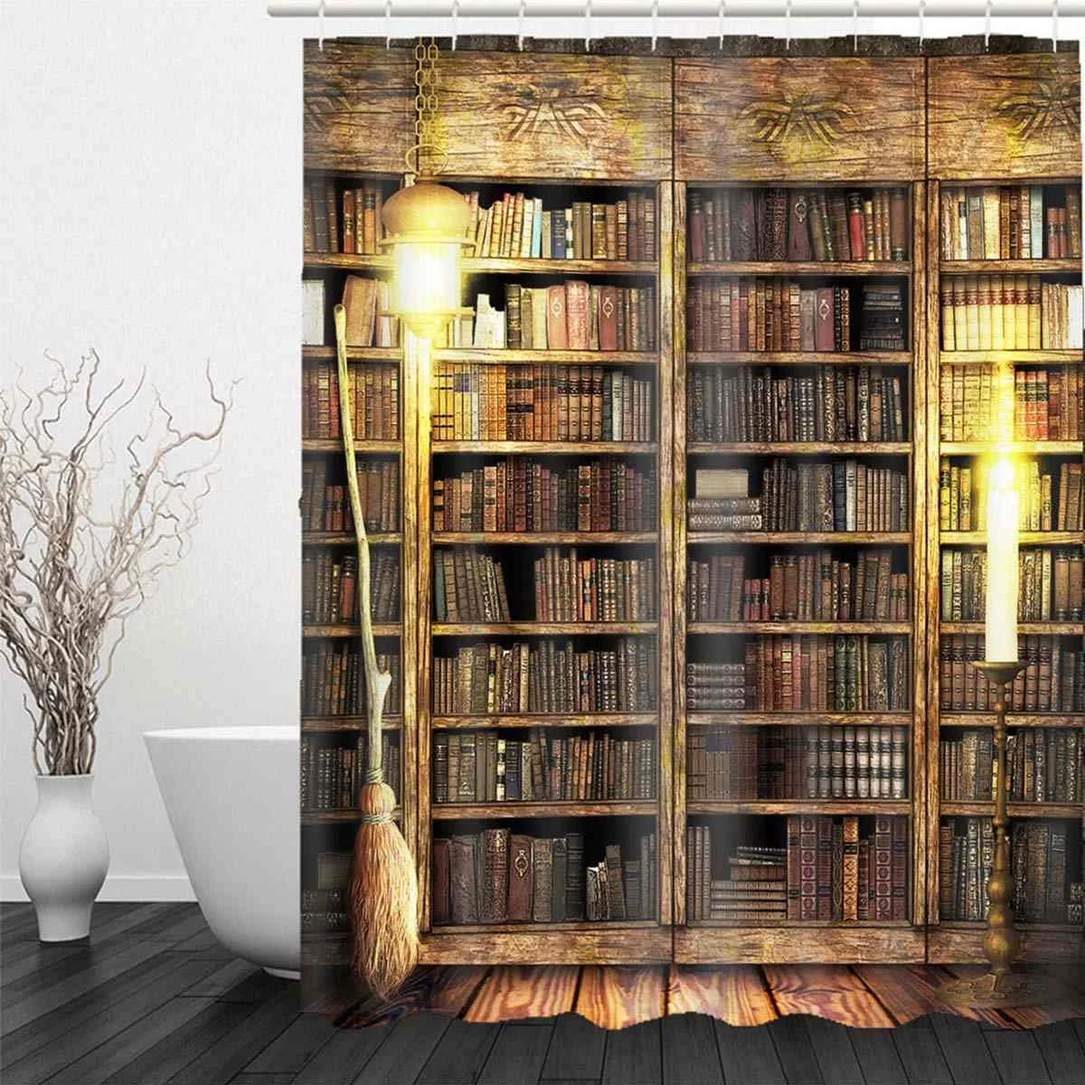 180x180 см старый ретро учебный деревянный книжный Стеллаж с рисунком занавеска для