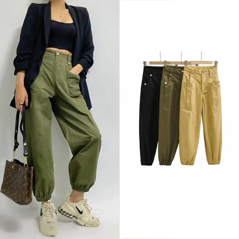 

2020 Cargo Pants for Women Trouser Women's Streetwear Wide Female Vintage Plus Size High Waisted Sweattrousers Casual Clothing