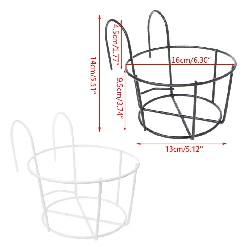 

Hanging Plant Iron Racks Balcony Round Flower Pot Rack Railing Fence Outdoor