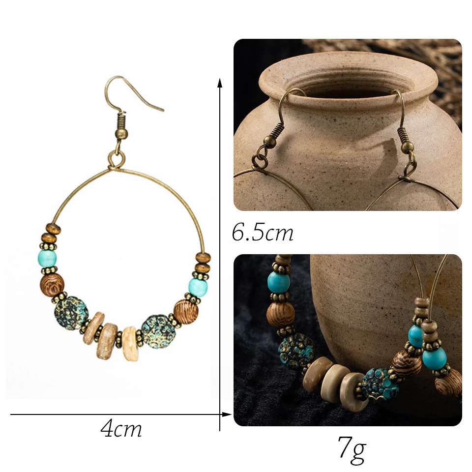 Conjunto de brinco de folha de flor grande do vintage Declaração de jóias feminino Bohemia étnica entrega de bronze longa brincos pendurados para mulheres