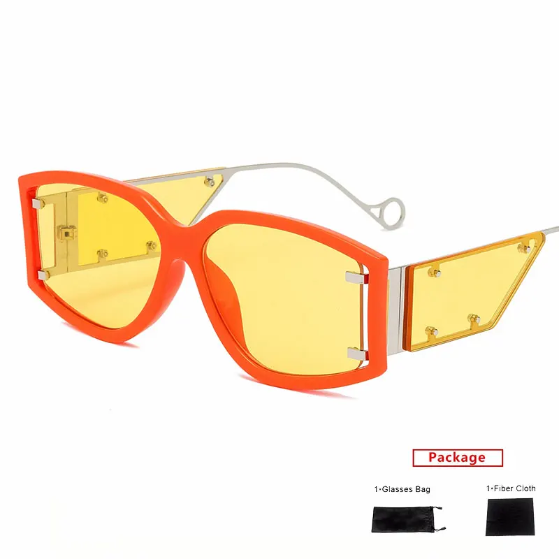 

Солнцезащитные очки mimiyou в стиле панк для мужчин и женщин, винтажные авиаторы с квадратными заклепками, брендовые UV400
