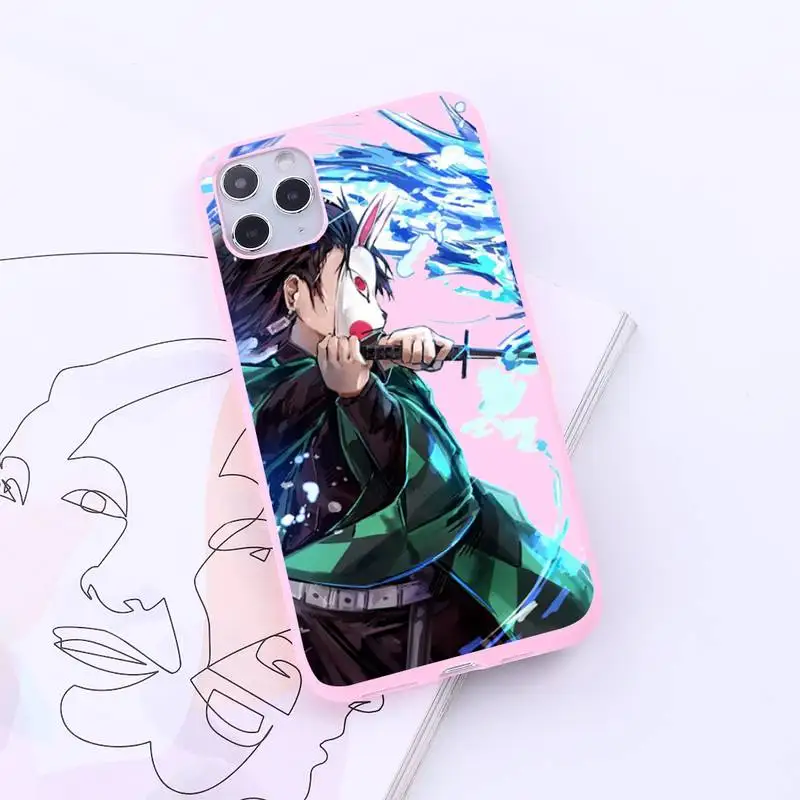 

Kamado Nezuko Kimetsu no Yaiba Demon Slayer anime Phone Case Candy Color for iPhone 6 7 8 11 12 s mini pro X XS XR MAX Plus