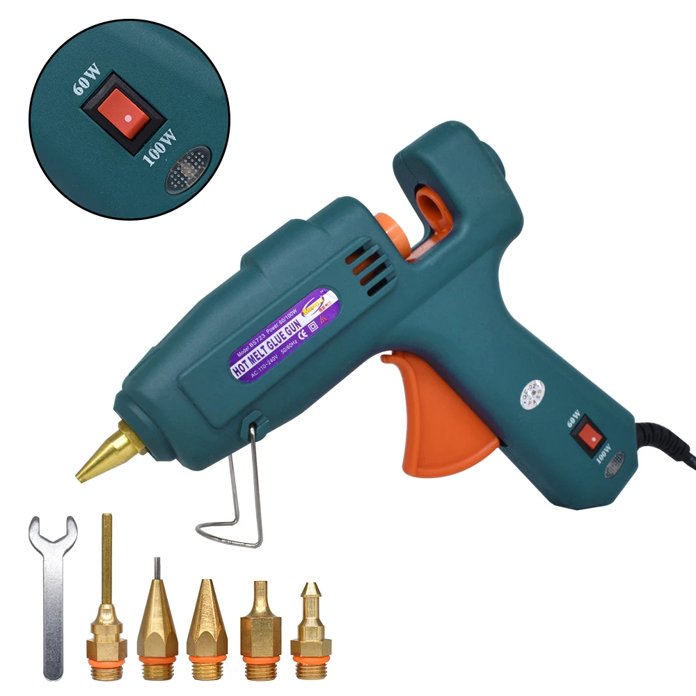 

Hot Glue Gun 60/100W Dual Power High Temperature Melt Glue Gun Household, Use 11mm Glue Sticks with 5 pcs Nozzle