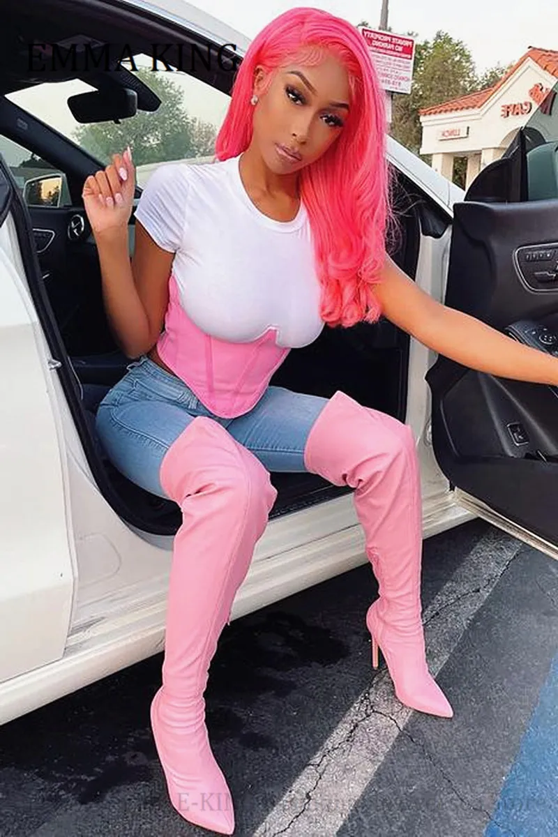 

Женские кожаные сапоги до бедра, привлекательные Сапоги выше колена на шпильке, вечерние Клубные сапоги с острым носком для косплея, женски...