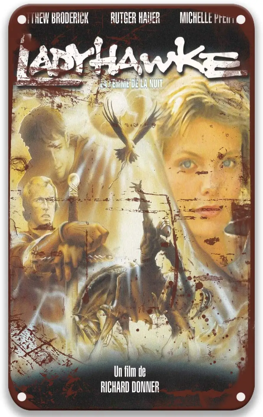 

sfasf Ladyhawke (1985) Movie Tin Signs Vintage Movies Unique for Room Office Living Room Home Decoration 8x12 Inches