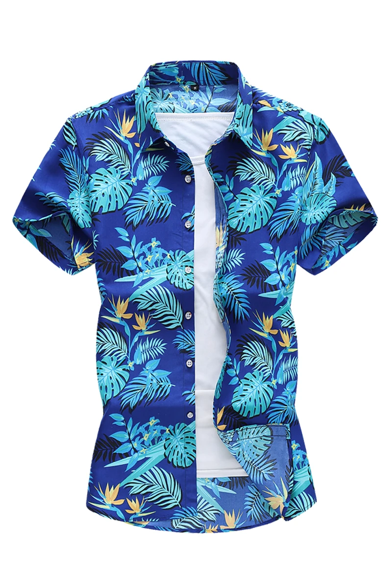 

2020 new summer trend men's fashion youth slim casual short sleeve printing wild large size short sleeve shirt