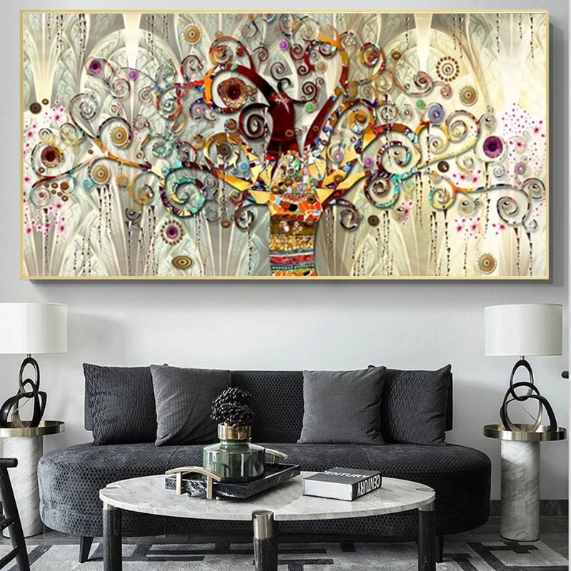 Картина на холсте с изображением дерева жизни Густава Климта скандинавский