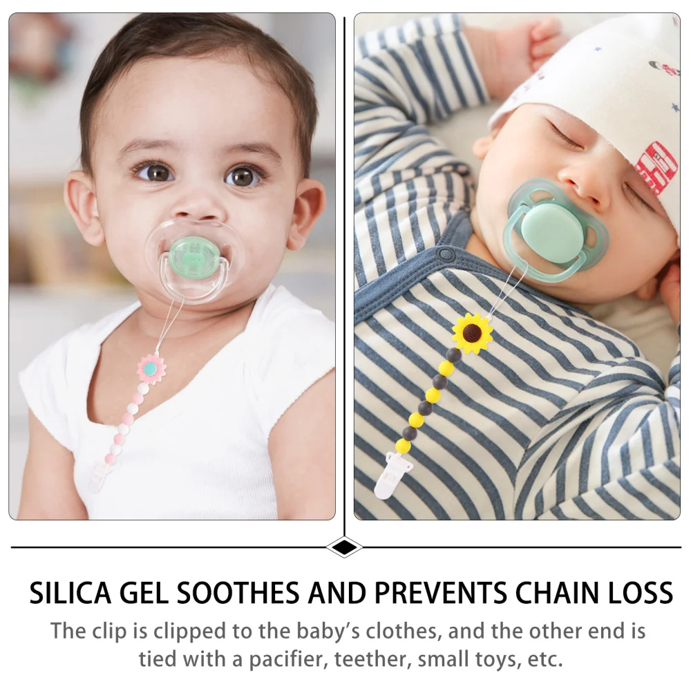 

3pcs Silicone Pacifier Chains Silicone Soother Pacifier Chains (Pink, Yellow, Green)
