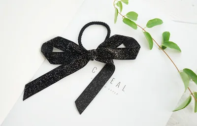 Black 1 шт., женские бархатные резинки для волос с бантом, резинка для волос, эластичные резинки для волос, держатель для конского хвоста, аксессуары для волос для девочек - Цвет: Black