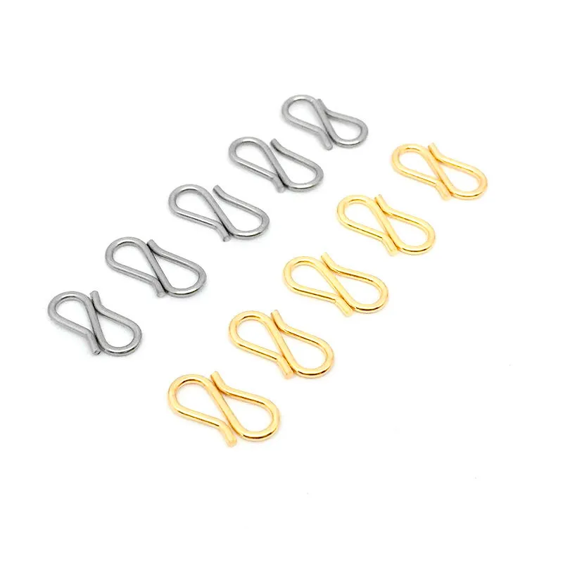 

50pcs/lot Stainless Steel Tail Buckle S-shaped/8-shaped Buckle For DIY Bracelet Necklace Connectors Accessories Jewelry Findings