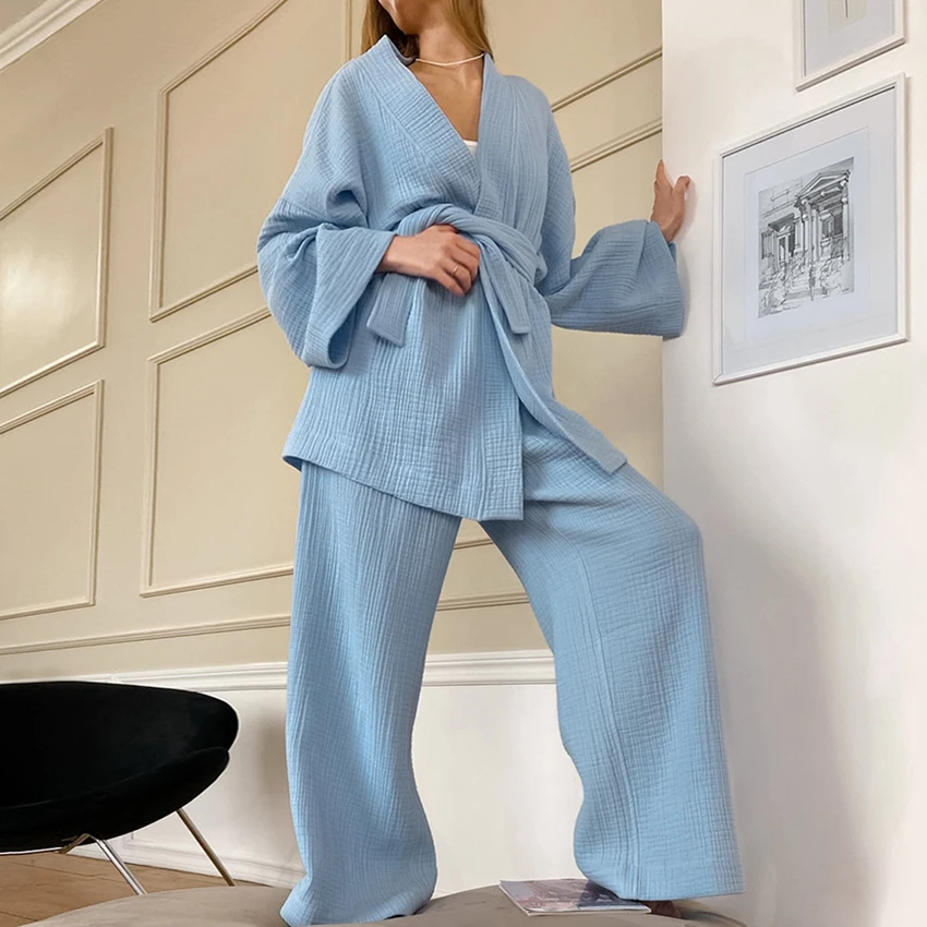 Хлопковая женская ночная рубашка Restve комплект из 2 предметов Халат с капюшоном и