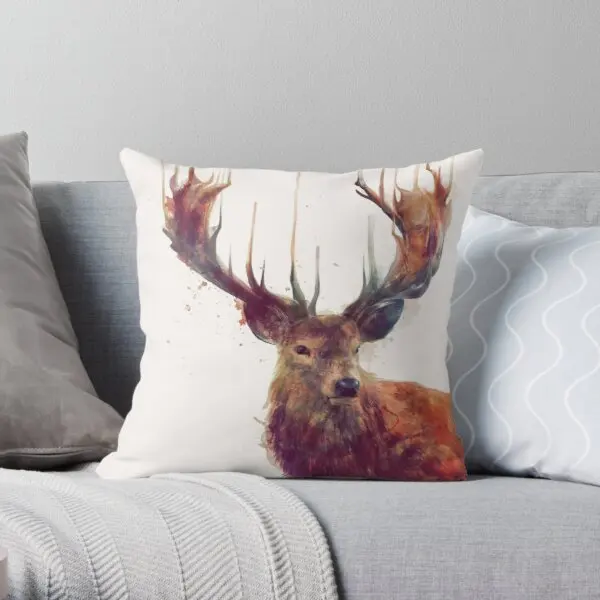 

Red Deer Printing Throw Pillow Cover Home Bedroom Sofa Throw Car Fashion Hotel Wedding Square Comfort Soft Pillows not include