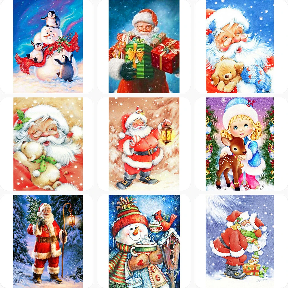 Рождественские подарки полный дисплей квадратный/круглый мультфильм алмазная