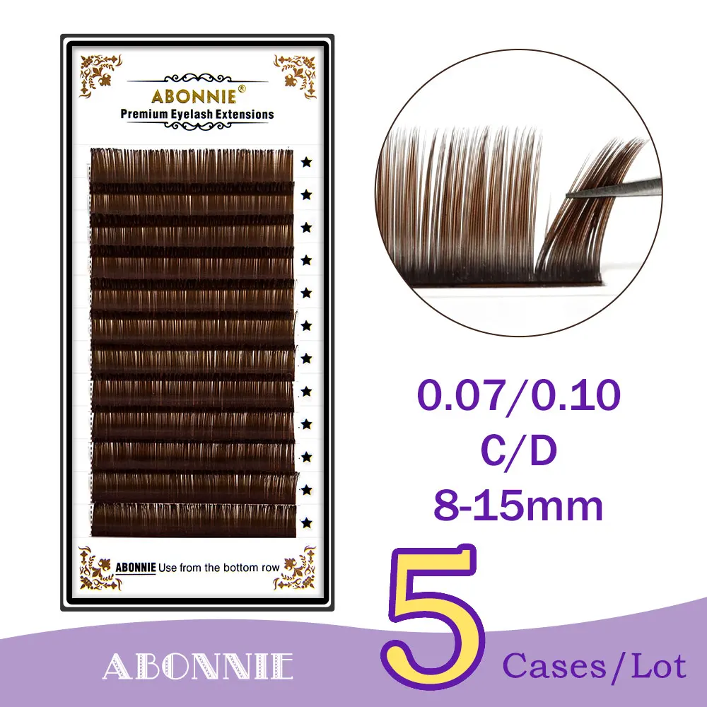 5 Чехол темно коричневые накладные ресницы индивидуальное наращивание ресниц