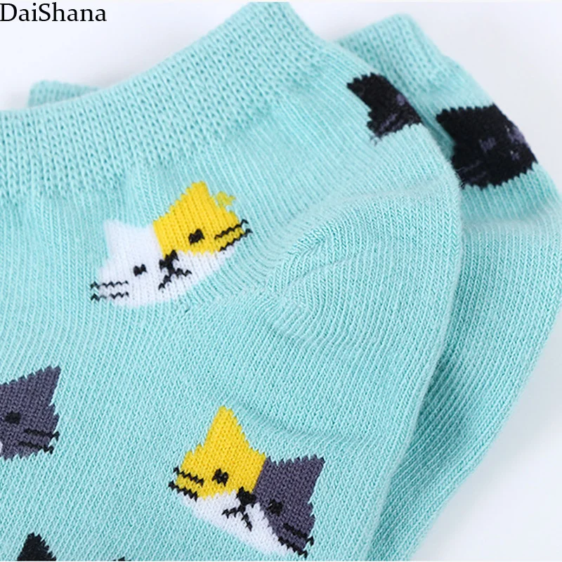 5Pair /lot =10Pieces Summer Invisible Female Fashion Funny Socks Casual Cute Cartoon Cat Cake Short Socks Cotton Ladies Dropship