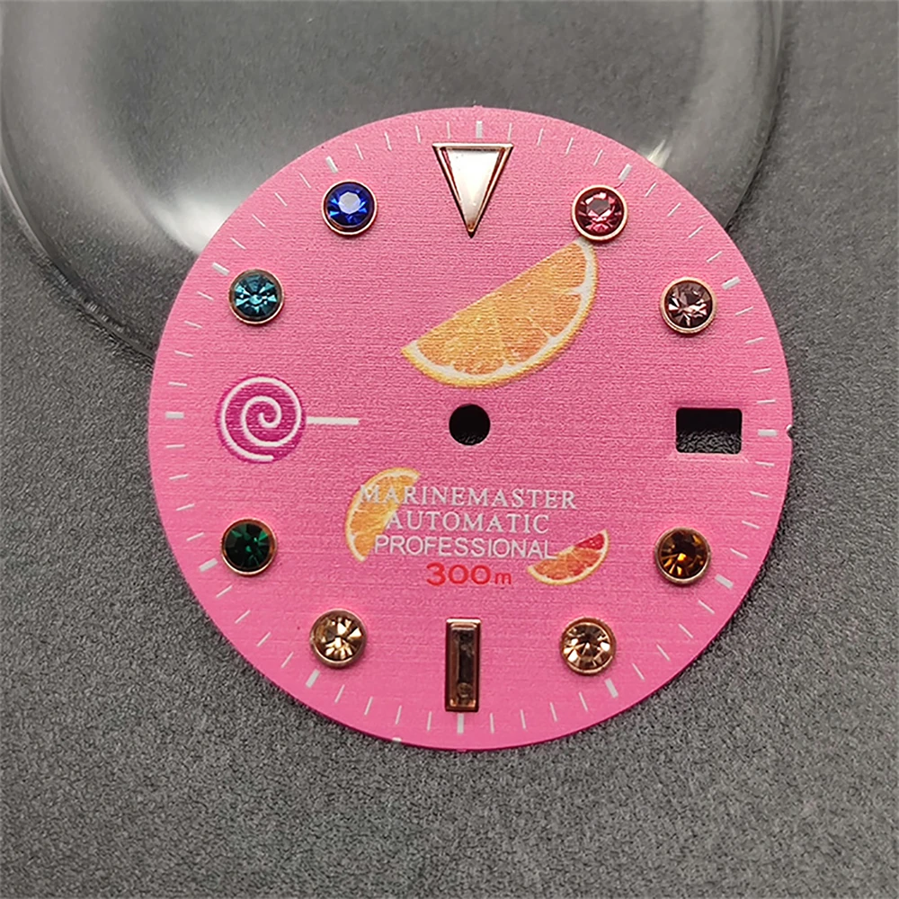 1 PCS Color Diamond Watch Dial Pink Stainless Steel Modified for NH35A Automatic Movement | Электроника