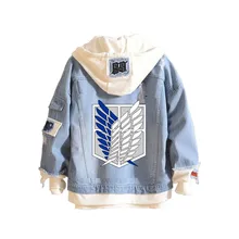 Cosplay Attack on Titan Jeans Jacket Scout Regiment Cosplay Denim Jacket Autumn Hooded Sweatshirt  Outwear Coat