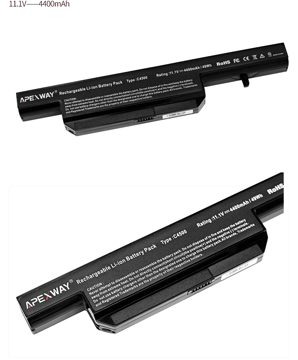 ApexWay 11,1 V аккумулятор ноутбука C4500BAT-6 c4500bat 6 для CLEVO C4100 C4500 C4500Q B4100M B4105 B5130M W150 W170HN A6-87-C480S-4P4