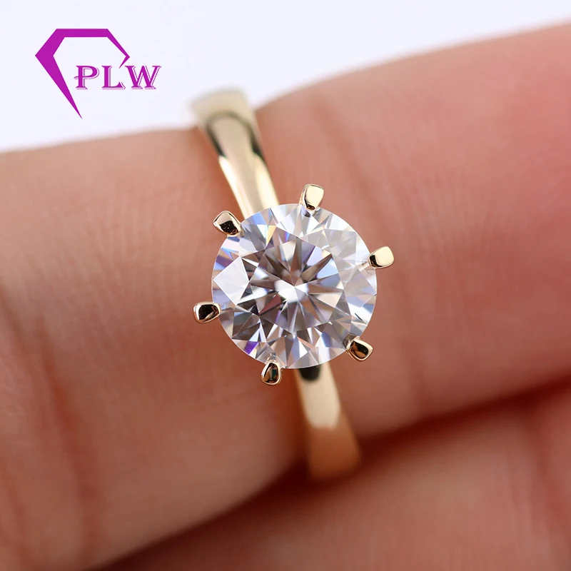 1.5ct 7 5 мм Золотой Классический 6 коготь Косынка Обручение платье кольцо 10K 14K