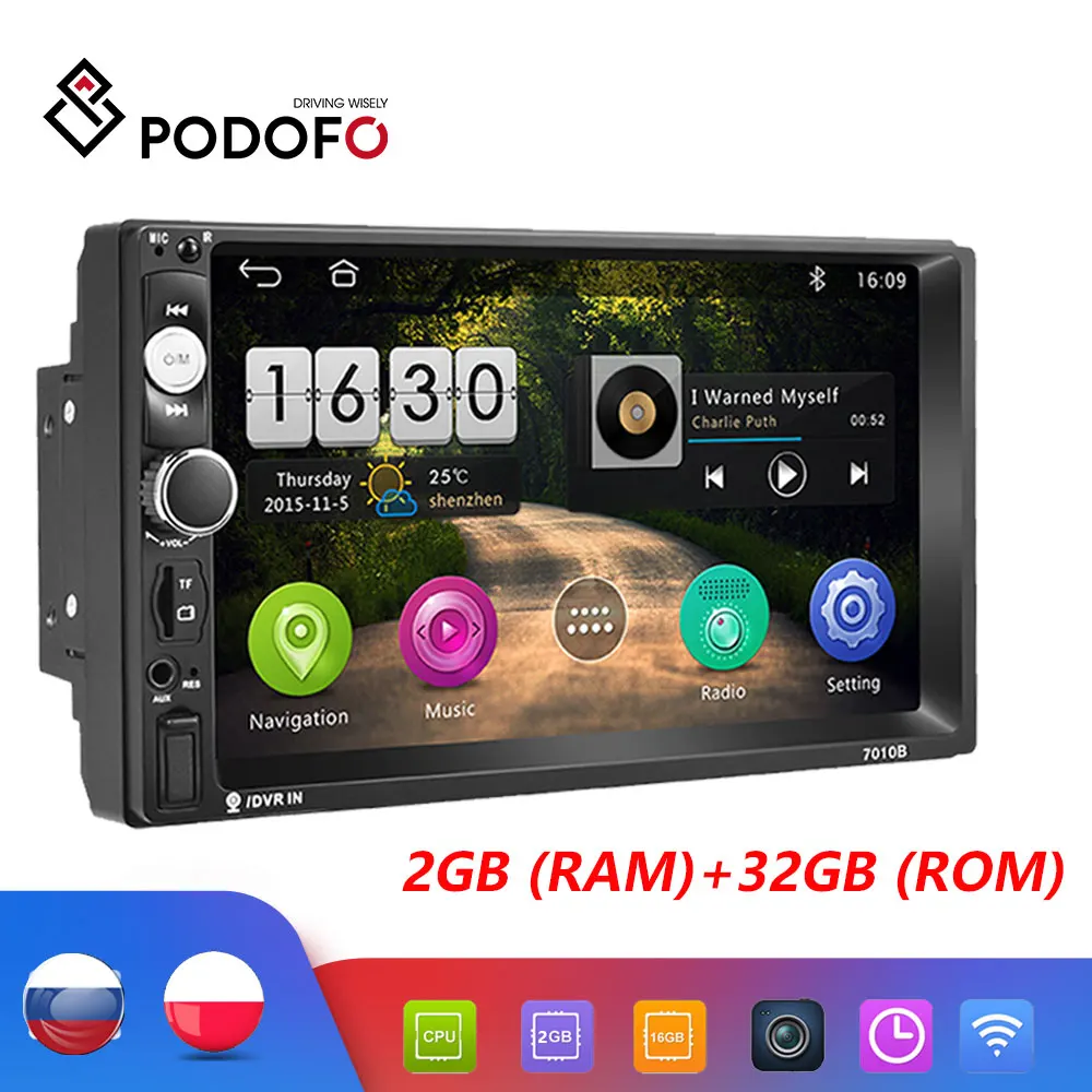 Автомагнитола Podofo 2DIN Android GPS стерео 7 '' Bluetooth Wi Fi FM радио приемник поддержка