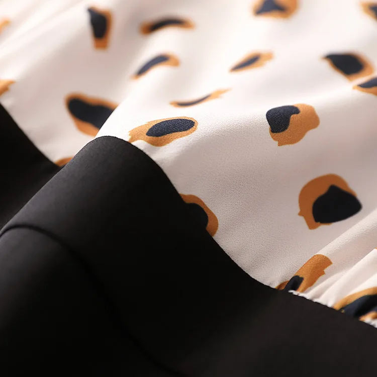 

117585 women s New summer collar zipper long sleeve printed long splicing dress