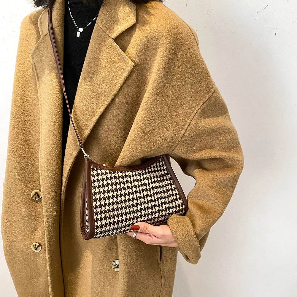 Сумка-хобо Женская шерстяная в клетку стиле ретро | Багаж и сумки