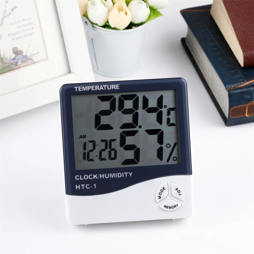 lcd digital temperature humidity meter home indoor outdoor electronic thermometer hygrometer weather station with alarm clock free global shipping
